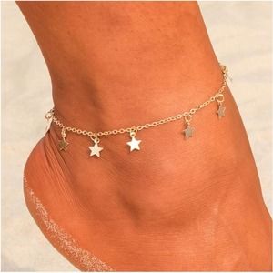 Gold Tone Women's Star Anklet